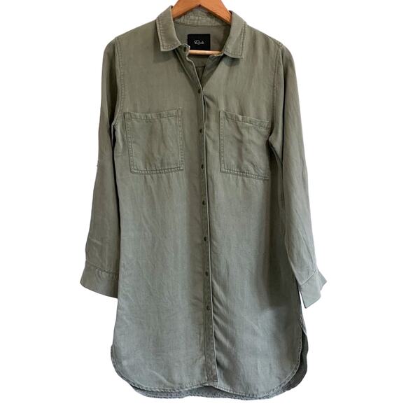 Rails Karlie Long Sleeve Utility Button Down Collared Shirt Dress Olive Green XS - Picture 2 of 11